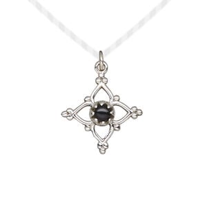 Drop 1pkg1, antiqued sterling silver and black onyx, 17x17mm open beaded diamond