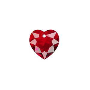 Drop 1pk light Siam, Crystal Passions&reg; 14.5mm pendant heart cut 6432