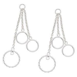 Focal, sterling silver, 42x12mm chain with circles. Sold per pkg of 2.