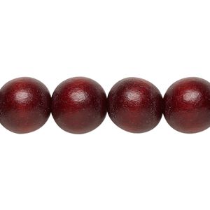 Bead 1pkg1, Taiwanese cheesewood (dyed / waxed), dark brown, 11-12mm round, 15-1/2 to 16 inches.