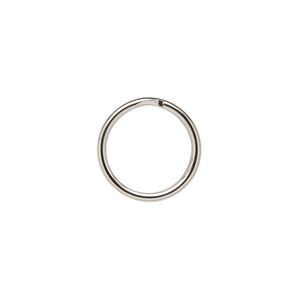 Split ring 1pkg100 nickel-finished, 15mm round, 13.6mm inside diameter / steel
