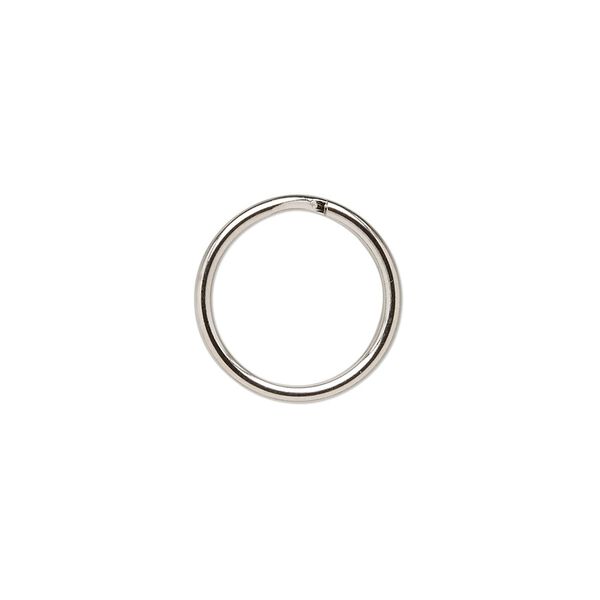 Split ring 1pkg100 nickel-finished, 15mm round, 13.6mm inside diameter / steel image number 0