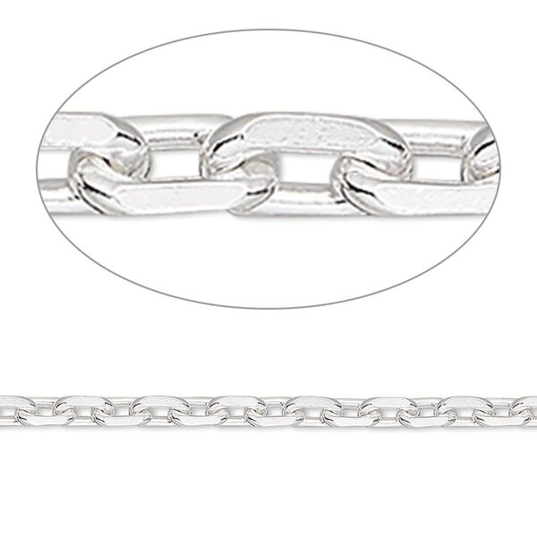 Chain 1pkg1 sterling silver cable, 3mm oval, 50 foot unfinished image number 0