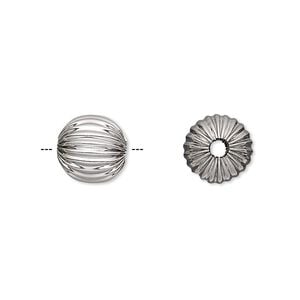 Bead 1pkg10 stainless steel, 10mm corrugated round