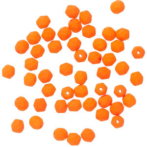 Bead, Preciosa Czech painted fire-polished glass 1pkg50, opaque matte neon orange, 4mm  faceted round.