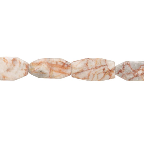 Redline marble 1pkg1, hammered freeform bead natural, 15 inch 30x19mm-44x24mm image number 1