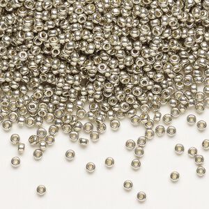 Seed bead, Miyuki 1pkg250g glass, #11 rocaille, Duracoat&reg; opaque galvanized light pewter / outside dyed (RR-4221)