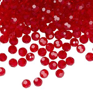 Bead 24pk light Siam, Preciosa Czech crystal 4mm round