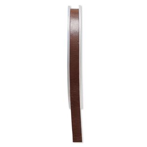 Cord, leather, brown, 8mm flat. Sold per 25-yard spool.