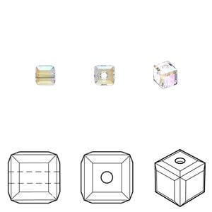 Bead 12pk crystal shimmer, Crystal Passions&reg; 4mm cube 5601