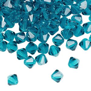 Bead 144pk blue zircon, Preciosa Czech crystal 6mm bicone