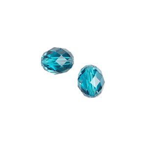 Bead 2pk blue zircon, Crystal Passions&reg; 9.5x8mm olive briolette 5044