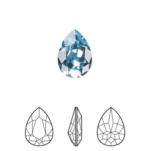 Fancy stone 12pk aquamarine foil back, Crystal Passions&reg; 14x10mm pear 4320