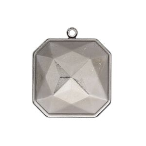 Drop, Almost Instant Jewelry&reg;, gunmetal-plated brass, 25mm square with 23mm square setting. Sold per pkg of 2.