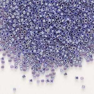 Seed bead, Delica&reg;, glass, pkg/7.5g, #11 round, opaque inside dyed color luster amethyst (DB-0250).