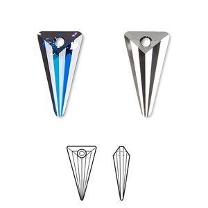 Drop 6pk crystal Bermuda blue P, Crystal Passions&reg; 18x10mm pendant spike 6480