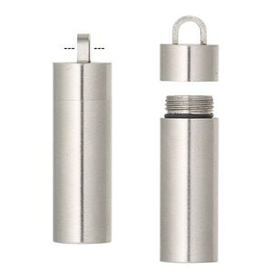 Pendant, silicone and stainless steel, black, 35x10mm cylinder with twist-off top. Sold individually.