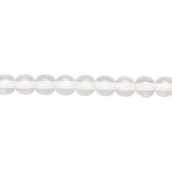 Bead, Czech glass druk, clear, 6mm round. Sold per 15-1/2" to 16" strand. image number 0