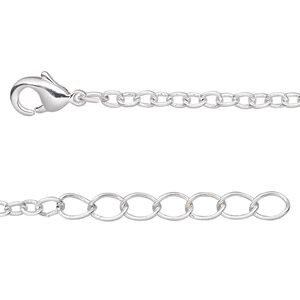 Chain 1pkg4 silver-plated cable, 2.5mm / lobster claw clasp, brass 18 inch