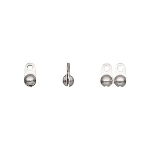 Bead tip side clamp-on 1pkg100 stainless steel, 6x4mm / 2 closed loops / fits 2.4mm ball, Hot Tips&reg;