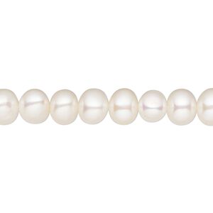 Pearl, White Lotus&trade;, cultured freshwater (bleached), white, 6-6.5mm semi-round, B grade, Mohs hardness 2-1/2 to 4. Sold per 15-1/2" to 16" strand.