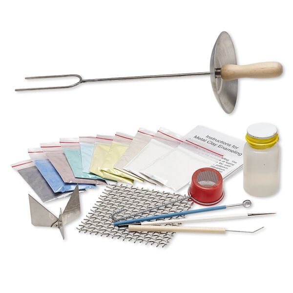 Starter set, Klyr-Fire&reg;, stainless steel and metal clay enamel, pkg/19-piece set, assorted colors. image number 0