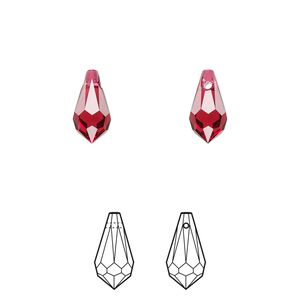 Drop 4pk scarlet, Crystal Passions&reg; 11x5.5mm pendant teardrop 6000