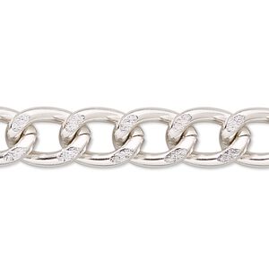 Chain 1pkg1 curb, 10mm, aluminum / anodized silver 25 foot unfinished