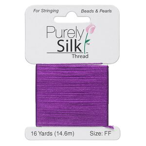 Thread, Purely Silk&trade;, 3-ply, plum, size FF. Sold per 16-yard card.