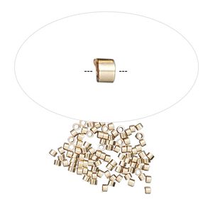 Crimp 1pkg100 14Kt gold-filled, 1.6x1mm smooth round tube / approx 1.1mm inside diameter