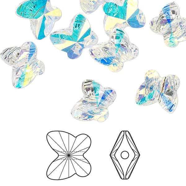 Bead 288pk crystal AB, Swarovski&reg; 10x9mm butterfly 5754 image number 0