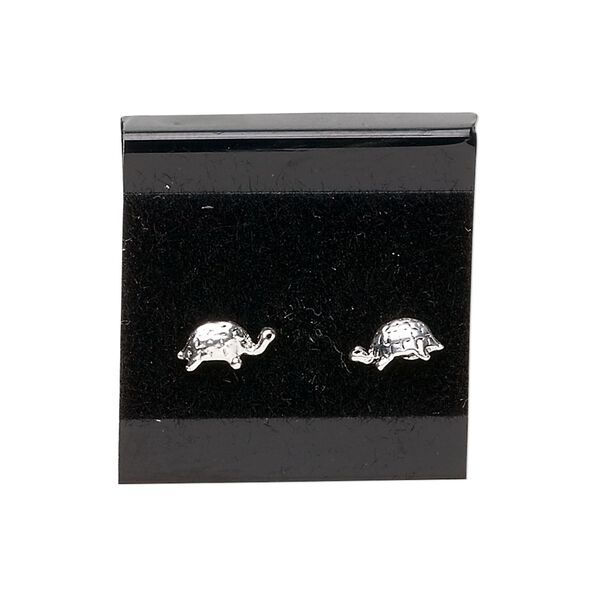 Earring card, flocked plastic, black, 1x1-inch square. Sold per pkg of 25. image number 0