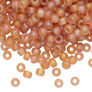 Seed bead, Miyuki, glass, pkg/25g, #6 rocaille, translucent matte rainbow topaz, (RR-133FR).