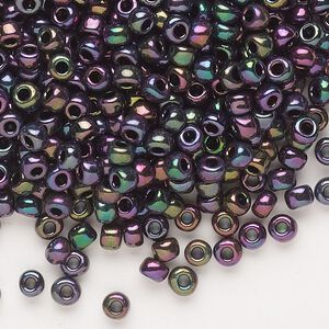 Seed bead, Dyna-Mites&trade;, glass, opaque iris peacock, #6 round. Sold per 1/2 kilogram pkg.