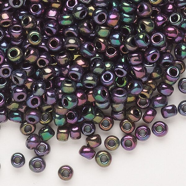 Seed bead, Dyna-Mites&trade;, glass, opaque iris peacock, #6 round. Sold per 1/2 kilogram pkg. image number 0