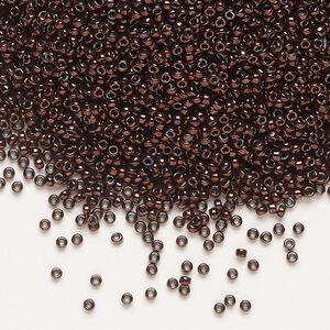 Seed bead, Miyuki, glass, pkg/250g, #15 rocaille, opaque metallic dark raspberry (RR-460).