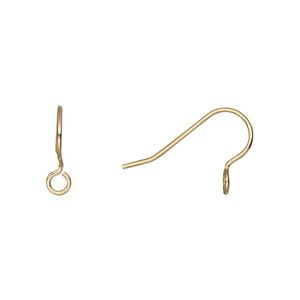Ear wire fishhook 1pkg1000 gold-plated, 12.5mm / perpendicular open loop, 21 gauge brass 500 pair