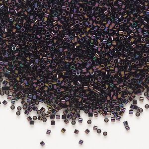 Seed bead, Delica&reg;, glass, pkg/250g, #15 round, opaque metallic iris dark plum (DBS-0004).