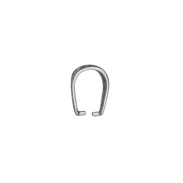 Bail, ice-pick, antiqued sterling silver, 12x8mm double-sided shield with open filigree, 10mm grip length. Sold individually. image number 1