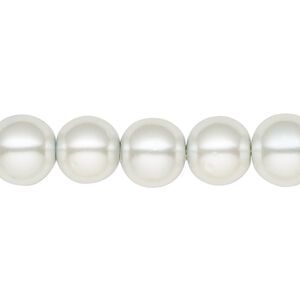 Hemalyke&trade; 1pkg1, pearlescent silver, magnetic round bead 15.5-16 inch 10mm