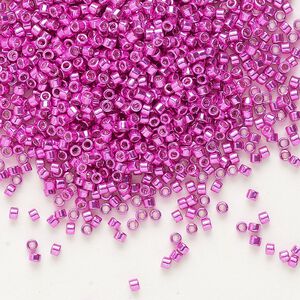 Seed bead, Delica&reg; 1pkg7.5g glass, #11 round, opaque galvanized hot pink / outside dyed (DB-0425)