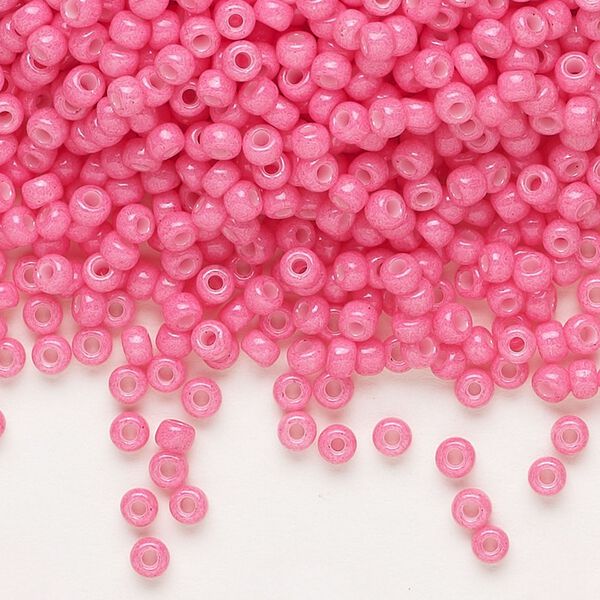 Seed bead, Miyuki, glass, pkg/250g, #8 rocaille, opaque outside dyed carnation pink, (RR-1371). image number 0