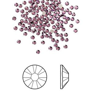 Flat back 144pk amethyst foil back, Crystal Passions&reg; 1.7-1.9mm rose round SS5 2058