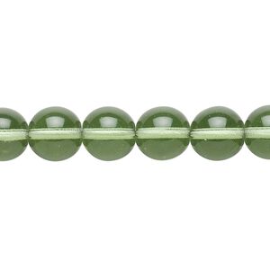 Bead, Czech glass druk, transparent mint green, 10mm round. Sold per 15-1/2" to 16" strand.