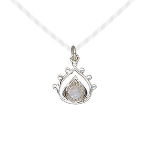 Drop 1pkg1, antiqued sterling silver and rainbow moonstone (natural), 13x12.5mm open teardrop