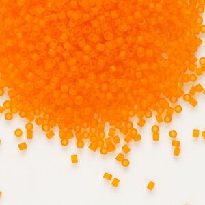 Seed bead, Delica&reg;, glass, pkg/50g, #11 round, translucent matte orange (DB-0744).