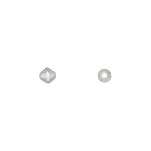 Bead 1pkg100 silver-plated, 5mm double cone, brass