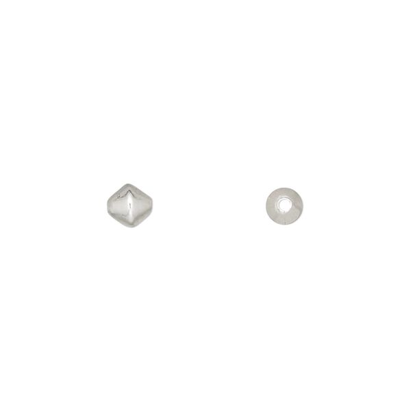 Bead 1pkg100 silver-plated, 5mm double cone, brass image number 0