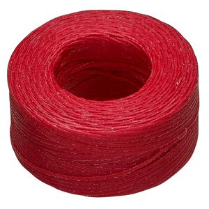 Thread, Hemptique&reg;, polyester, pkg/50 yards, red, 0.8mm braided flat.