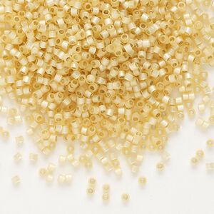 Seed bead, Delica&reg; 1pkg7.5g glass, #11 round, translucent silver-lined light apricot / outside dyed (DB-0621)